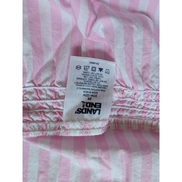 Lands End Pink White Striped Sleeveless Top Smocked Neckline Adj Straps Size 2X - Picture 4 of 6